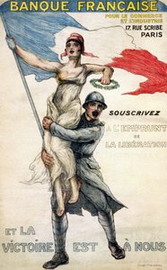 Francuski Bank Handlu i Przemysłu. Plakat do pożyczki narodowej: „” Zapisz się na pożyczkę wyzwoleńczą, a zwycięstwo jest własne”” - fot. przez Williama Malherbe