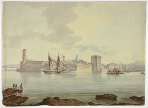 Port przed ufortyfikowanym miastem autorstwa William Marlow