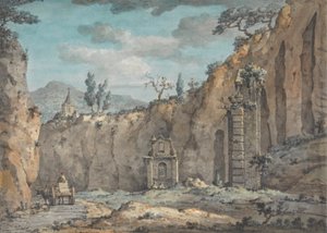 Carro de boi na gruta em Posillipopolish autorstwa William Marlow