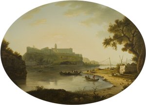 Widok Villeneuve-les-Avignon, ok. 1770 (olej na płótnie) autorstwa William Marlow
