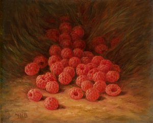 Czerwone maliny na dnie lasu 1866 (olej na płycie) autorstwa William Mason Brown