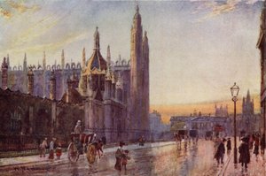 Brama i kaplica Kings College, efekt zmierzchu autorstwa William Matthison