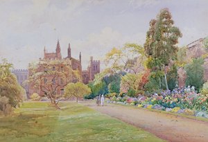 Długi spacer i granica z kwiatami w maju - New College, Oxford, ok. 1918 r.