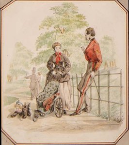 Młoda pielęgniarka zaniedbująca swoją podopieczną, c.1865 (akwarela)
