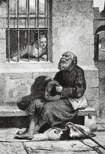 Panna Wardour i żebrak Edie Ochiltree, ilustracja do Antiquary, powieści historycznej Waltera Scotta (1771-1832), rycina według rysunku Williama McTaggarta (1835-1910) autorstwa William McTaggart