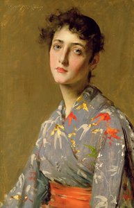 Dziewczyna w stroju japońskim, ok. 1888 (olej na płótnie) autorstwa William Merritt Chase