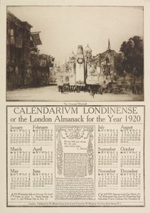 Calendarium Londinense lub London Almanack na rok 1920, zwieńczony widokiem na Cenotaf, Whitehall, 1919