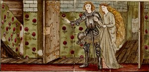 Szesnaście kafelków tworzy osiem ilustracji opowieści „Briar Rose”, 1862-1865. Artyści: William Morris, Sir Edward Coley Burne-Jones.