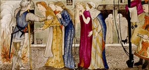 Szesnaście kafelków tworzy osiem ilustracji opowieści „Briar Rose”, 1862-1865. Artyści: William Morris, Sir Edward Coley Burne-Jones.