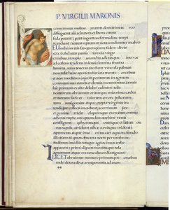 Cassandra związana, strona 44 z „Eneidy” Wergiliusza autorstwa William Morris