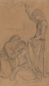 Kompozycja trzech postaci w ogrodzie autorstwa William Morris