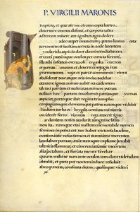 Helen ukrywająca się w świątyni Westy, strona 50 z „Eneidy” Wergiliusza autorstwa William Morris