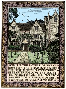 Kelmscott Manor, Gloucestershire, frontispis do News from Nowhere, c1892 1901 autorstwa William Morris
