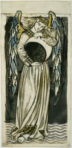Nocny anioł trzymający ubywający księżyc autorstwa William Morris