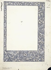 Oryginalny rysunek na całej stronie obramowania autorstwa William Morris