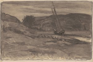 Stranded, 1875 (węgiel na papierze tkanym) autorstwa William Morris