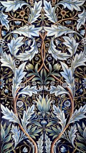Panel ścienny (66 płytek) wykonany przez Williama Morrisa (1834-1896) i Williama Frend de Morgan (1839-1917) z fajansu. Z Membland Hall dla Edwarda Charlesa Baringa. Chelsea, Anglia. 1876-1877 niedz. 1x635 m Paryż, musee d