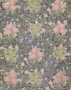 Wzór tapety z tulipanami, stokrotkami i wiciokrzewem (tapeta) autorstwa William Morris