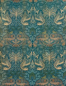 Projekt tkaniny William Morris Paw i smok, ok. 1880 (drewnodruk) autorstwa William Morris