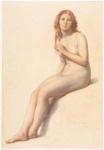 Akt kobiecy, siedzący, widok w trzech czwartych z przodu, 1859.