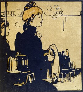 Barmanka, ilustracja z „London Types”, wyd. William Heinemann autorstwa William Nicholson