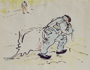 Churchill z łyżwą (pióro i tusz i kredka na papierze) autorstwa William Nicholson