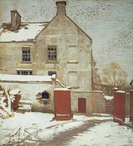 Dziedziniec w śniegu, Sutton Veny autorstwa William Nicholson