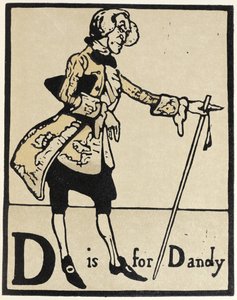 D jak Dandy, ilustracja z „Alfabetu”, wyd. 1898 (rękopis drzeworyt) autorstwa William Nicholson