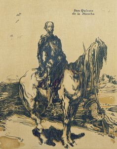 Don Kichot de la Mancha, ilustracja z „Characters of Romance”, po raz pierwszy opublikowana w 1900 r. (kolor lito) autorstwa William Nicholson