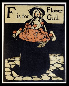 F jak Flower Girl, ilustracja z „Alfabetu”, wydanego przez Williama Heinemanna autorstwa William Nicholson