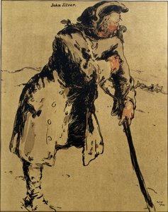 John Silver, ilustracja z „Characters of Romance”, po raz pierwszy opublikowana 1900 (kolor lito) autorstwa William Nicholson