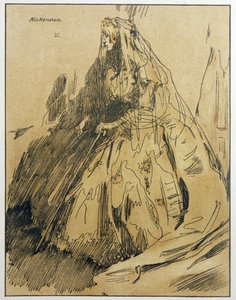 Miss Havisham, ilustracja z „Characters of Romance”, po raz pierwszy opublikowana 1900 (kolor lito) autorstwa William Nicholson