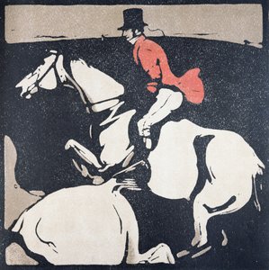 Miesiąc styczeń: polowanie, z „Almanachu dwunastu sportów”, ze słowami Rudyarda Kiplinga, opublikowane po raz pierwszy przez Williama Heinemanna autorstwa William Nicholson
