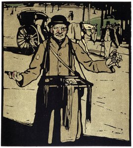 Sprzedawca zabawek, Londyn - w „” Typy Londynu” Williama Nicholsona (1872-1949), wyd. Floury autorstwa William Nicholson