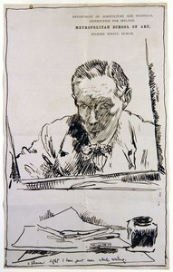 Autoportret Patrząc w lustro (pióro i atrament na papierze) autorstwa William Orpen
