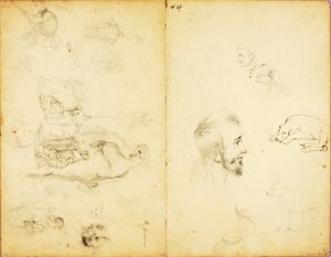 (Badania - Chrystus głoszący kazanie, człowiek z włócznią itp.) autorstwa William Page