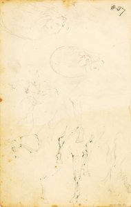 (Badania - figury, kłoda, koń i jeździec itp.). autorstwa William Page