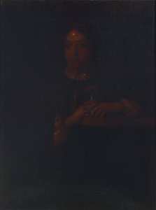 Sarah opiera się o poręcz autorstwa William Page