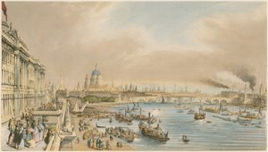 Somerset House, katedra św. Pawła i most Blackfriars z mostu Waterloo, ok. 1840 r.