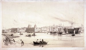 Widok na Greenwich po drugiej stronie Tamizy, Londyn, c1841. autorstwa William Parrott