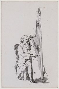John Parry grający na harfie, ok. 1760-1780.