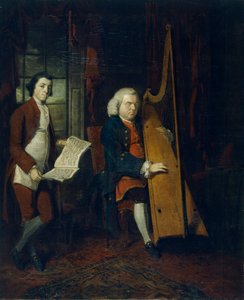 John Parry the Blind Harfista z asystentem, ok. 1770-1780.