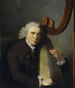 Niewidomy harfista, John Parry (olej na płótnie)