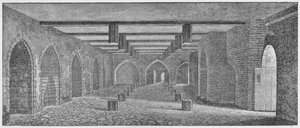 Wnętrze krypty zwanej piwnicą prochową pod Starym Pałacem Westminsterskim, ok. 1883 r.