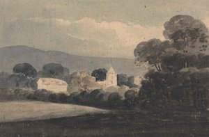 Krajobraz z kościołem wśród drzew autorstwa William Pearson