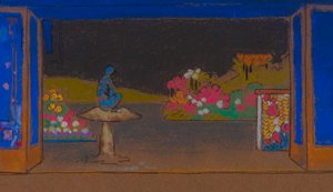 Ogród kwiatów (scenografia do filmu Alicja w Krainie Czarów, 1915) autorstwa William Penhallow Henderson