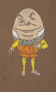Projekt kostiumu Humpty Dumpty dla Alicji w Krainie Czarów, 1915.