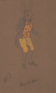 Projekt kostiumu March Hare z Alicji w Krainie Czarów, 1915.