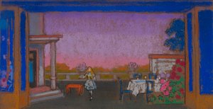 Ogród Marcowego Zająca (scenografia do Alicji w Krainie Czarów) autorstwa William Penhallow Henderson