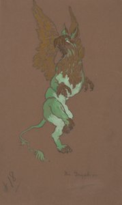 Projekt kostiumu Gryphon dla Alicji w Krainie Czarów, 1915. autorstwa William Penhallow Henderson